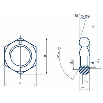 category DIN 439 Гайка шестостенна ниска  месинг blueprint thumb