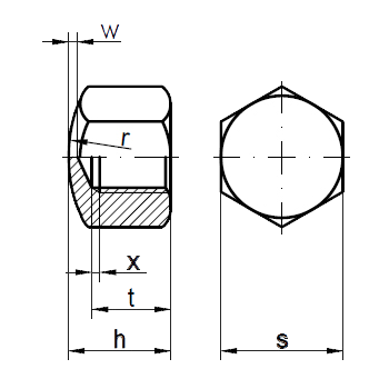category DIN 917 Гайка шестостенна глуха ниска форма Месинг blueprint thumb