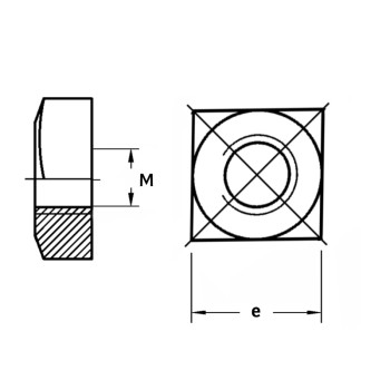 category DIN 557 Гайка квадратна eдностранно заоблена с фаска Zn blueprint thumb