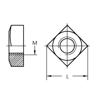 category DIN 557 Гайка квадратна eдностранно заоблена с фаска неръждаеми А2 blueprint thumb