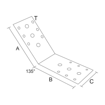 category Планка ъглова подсилена равнораменна, 135⁰, ЧЕРНА blueprint thumb