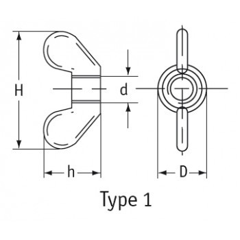 category DIN 315 A2 Гайка крилчaта неръждаема с широки уши blueprint thumb