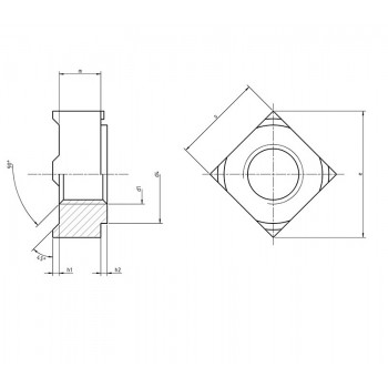 category DIN 928 Гайка четиристенна за точково заваряване blueprint thumb