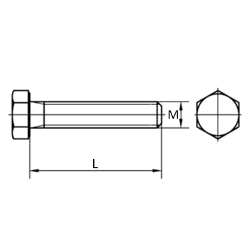 category DIN933 Болт с шестостенна глава и цяла резба неръждаем A4 blueprint thumb
