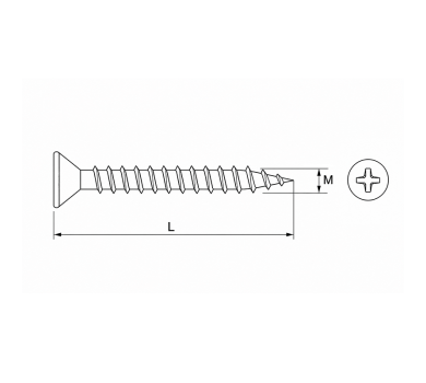 схема на  продукт Винт за дърво жълт M 2.5x12 ZN (50 бр.) thumb