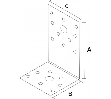 схема на  продукт Планка ъглова разнораменна с фиксиращи отвори, поцинкована (10 бр.) thumb