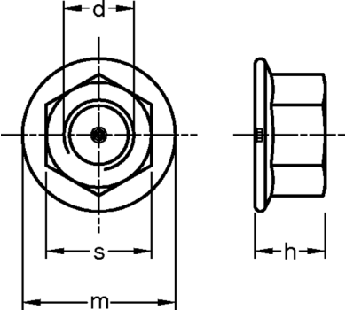 схема на  продукт Гайка DIN 6923 Zn 5.8 М8 thumb
