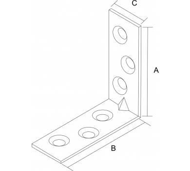 схема на  продукт Планка ъглова равнораменна с конусни отвори, електрогалванично поцинкована (30 бр.) thumb