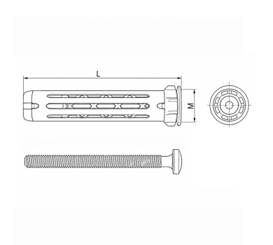 схема на  продукт Дюбел за кухини DuoHM fischer М4x55 thumb