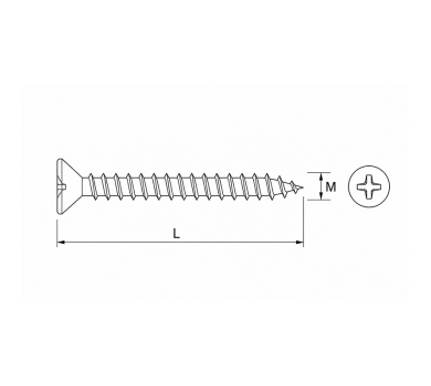 схема на  продукт Винт за дърво бял M 2.5x20 ZN (50 бр.) thumb