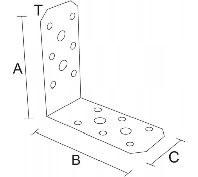 схема на  продукт Планка ъглова равнораменна, ЧЕРНА (10 бр.) thumb
