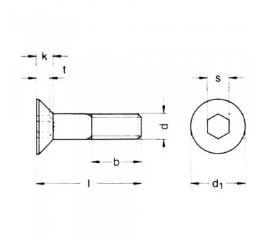 схема на  продукт Болт DIN 7991 10.9 BL M12x30 thumb