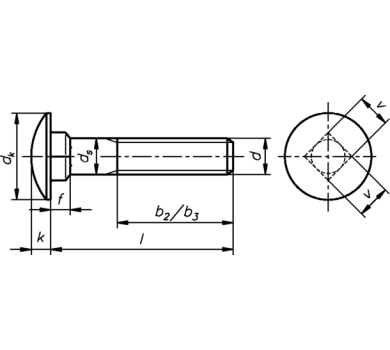 схема на  продукт Болт DIN 603 Zn 5.8 М6 х 13 thumb