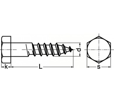 схема на  продукт Винт за дърво DIN 571 thumb