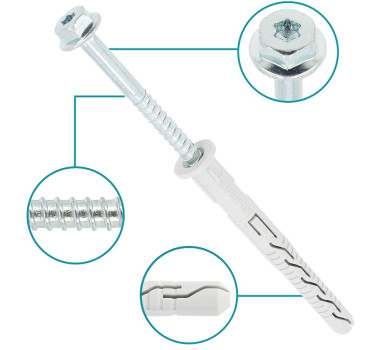 схема на  продукт Дюбел с винт шестостенна глава TORX M10x80 thumb