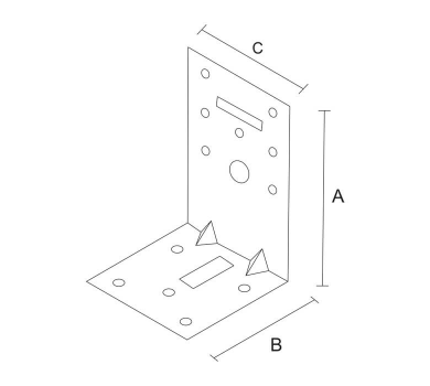 схема на  продукт Планка ъглова подсилена разнораменна регулируема, поцинкована (20 бр.) thumb