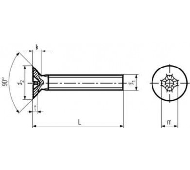 схема на  продукт DIN 965 А2 М3х35 thumb