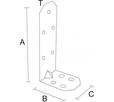 схема на  продукт Планка ъглова подсилена разнораменна, ЧЕРНА (2 бр.) thumb