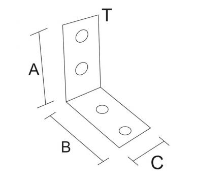 схема на  продукт Планка мебелна ъглова равнораменна, поцинкована С thumb