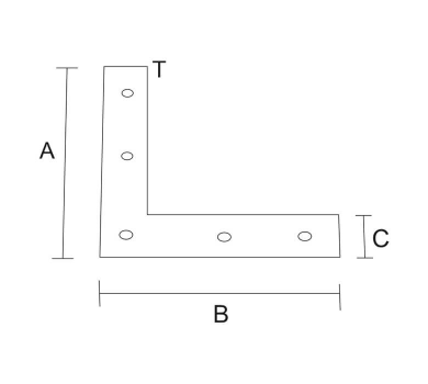 схема на  продукт Планка мебелна L -образна, поцинкована (100 бр.) thumb