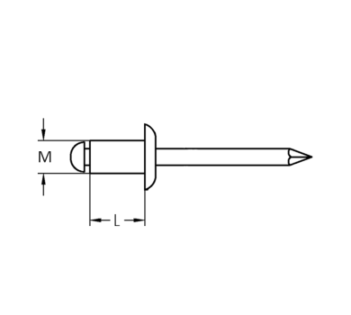 схема на  продукт Поп-нит, DIN 7337A, Al/St,  RAL 9010 Ø 3 x 6 thumb