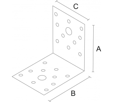 схема на  продукт Планка ъглова равнораменна с фиксиращи отвори, поцинкована (5 бр.) thumb