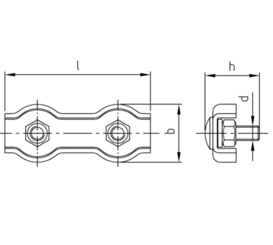 схема на  продукт Двойна неръждаема скоба за метално въже М10 thumb