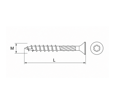 схема на  продукт Винт за дърво торнадо M3.5x30 TORX 15 (500 бр.) thumb