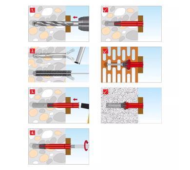 схема на  продукт Дюбел пластмасов Tox с метален връх комплект с винт TX ф 8x80 мм, Apollo thumb