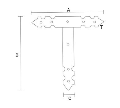 схема на  продукт Планка Т - образна, декоративна, ДВЕ ЧАСТИ, ЧЕРН (2 бр.) thumb