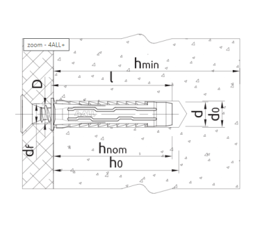 схема на  продукт Найлонов дюбел 4ALL Rawlplug M12x60 thumb