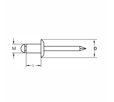 схема на  продукт Поп-нит, DIN 7337A, Al/St, RAL 3009 Ø 3 x 6 thumb