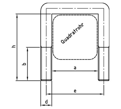 схема на  продукт Квадратна неръждаема скоба А4 DIN 3575 thumb