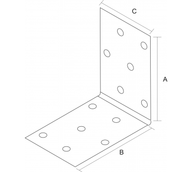 схема на  продукт Планка ъглова равнораменна перфорирана, неръждаема (40 бр.) thumb