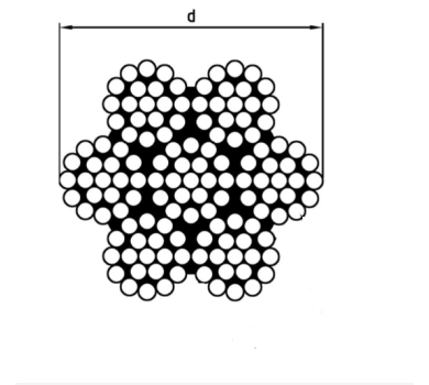 схема на  продукт Въже от неръждаема стомана A4 - 1 метър Ф 16 мм thumb