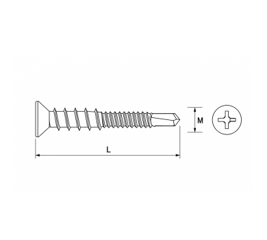 схема на  продукт Самопробивен винт с 2 различни резби за PVC с RIBS thumb
