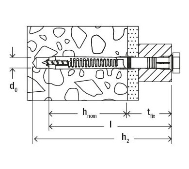 схема на  продукт Универсален дюбел с винт шестостенна глава FISCHER FUR 10X135 SS thumb