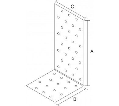 схема на  продукт Планка ъглова разнораменна перфорирана, поцинкована (4 бр.) thumb
