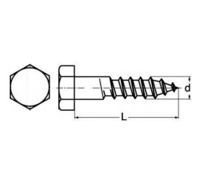 схема на  продукт Неръждаем патентен винт DIN 571 А2 M8x90 thumb