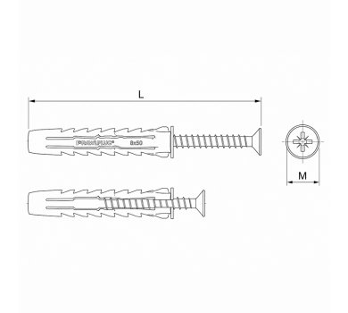 схема на  продукт Найлонов дюбел 4ALL Rawlplug M8x65 thumb