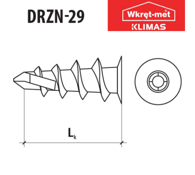 схема на  продукт Метален дюбел за гипсокартон DRZN-29 Wkret-met thumb
