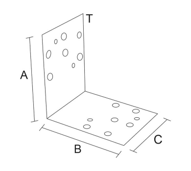 схема на  продукт Планка ъглова подсилена равнораменна, ЧЕРНА (20 бр.) thumb