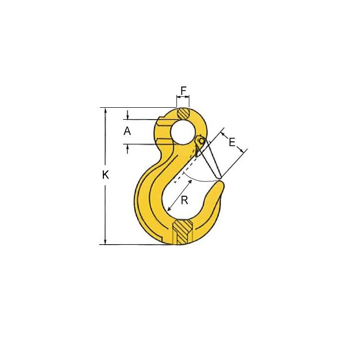 krepezhgroup product Кука с ухо и предпазител 22 мм, клас 8 image