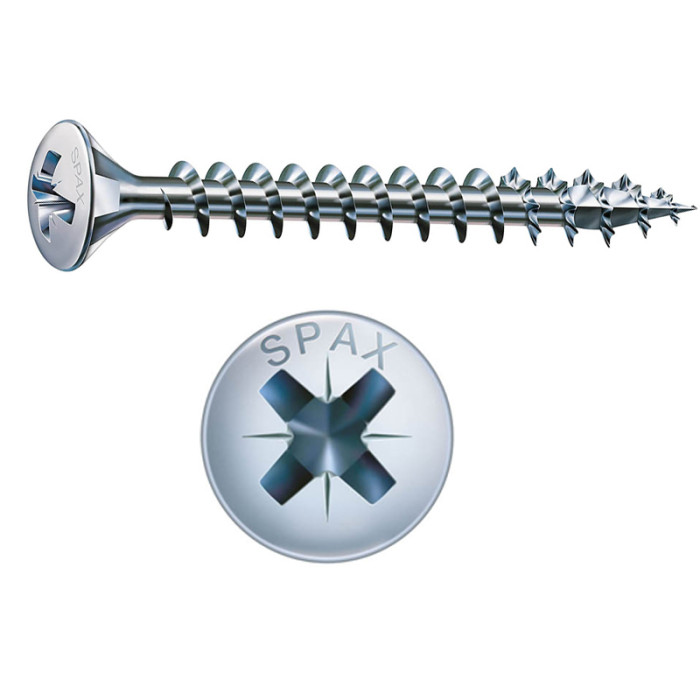 krepezhgroup product Универсален самонарезен винт SPAX 88092 с полу-фрезенкова глава, пълна резба и PZ задвижване, покритие WIROX (1000 бр.) image