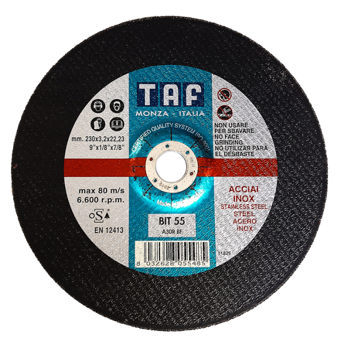 krepezhgroup product TAF Диск за рязане на метал и чугун BIT55 – Universal Series - 230 x 3.2 x 22 mm image