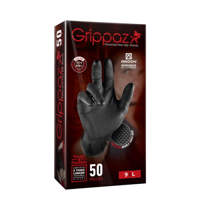 krepezhgroup product Еднократни нитрилни ръкавици GRIPPAZ® 246, черни, 50 бр., размер 11/2XL image