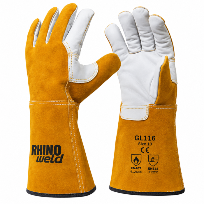 krepezhgroup product Кожени ръкавици за MIG/TIG заваряване GL116 с Kevlar® шевове image