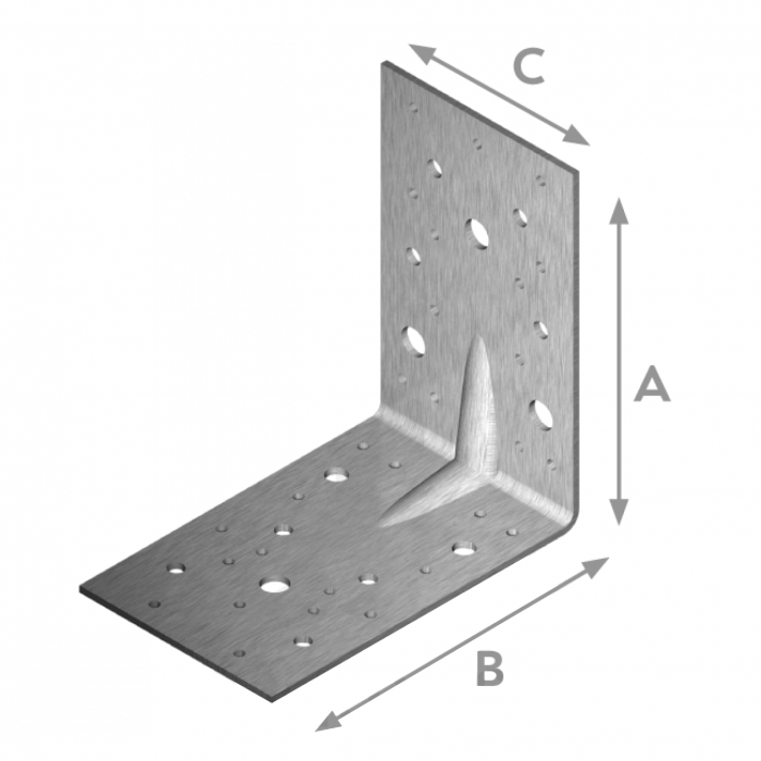 krepezhgroup product Планка ъглова подсилена равнораменна с фиксиращи отвори, поцинкована (10 бр.) image
