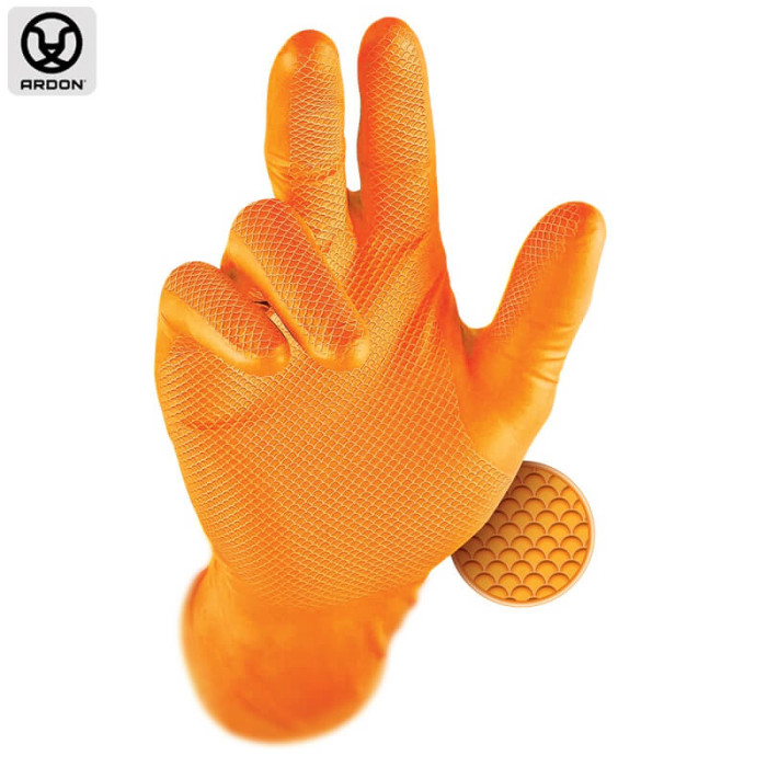 krepezhgroup product Еднократни нитрилни ръкавици GRIPPAZ® 246, оранжеви, 50 бр., размер 11/2XL image