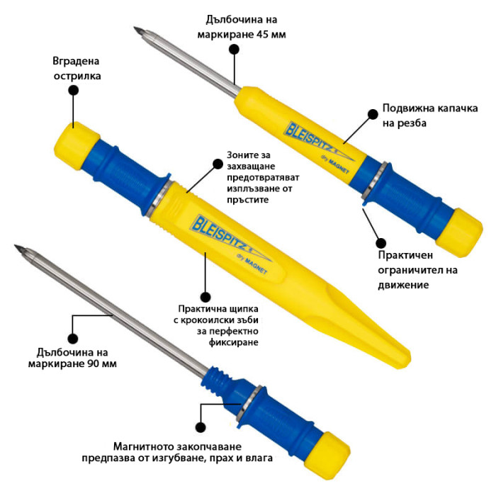 krepezhgroup product Bleispitz Механичен молив за дълбоки отвори Dry MAGNET, блистер image